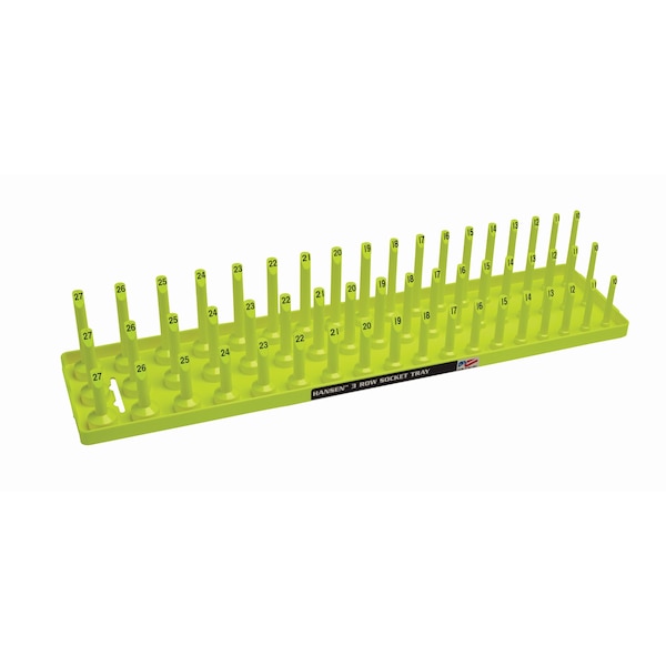 Hansen Global 1/2" Metric 3-Row Socket Tray - Hi-Viz Yellow 12083 - main
